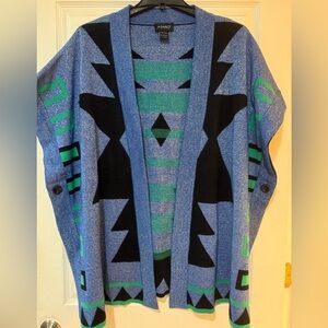 Ashro Metallic Blue Knit Cardigan